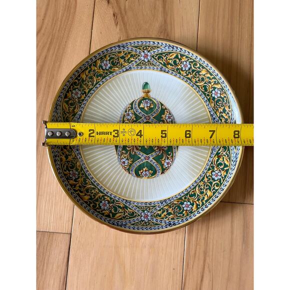VTG HOUSE OF FABERGE FRANKLIN MINT Garden of Jewels Imperial Egg Plate 8" Green - Picture 2 of 6